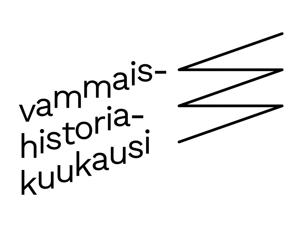 Musta vammaishistoriakuukauden valkoisella taustalla.